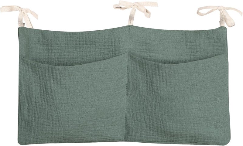 zonBroth Dormitory Bed-Bunk Organizing Bag Nappy-bags Organizer Bedside Hanging Bags Milk Bottle Bib-Storage Bag Crib Organizer Bag Baby Nappy-Bag cotton (Light green) - Image 1